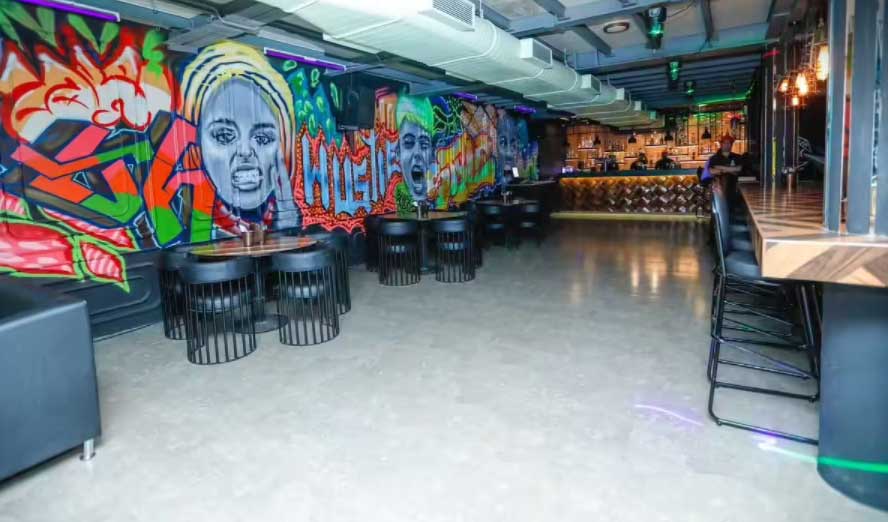 creative graffiti art designed by artist of wicked broz at lounge blacklisted in mumbai