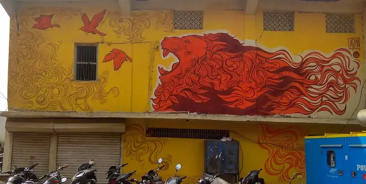 five story tall portrait of animal love graffiti created by wicked broz artist in jabalpur 4