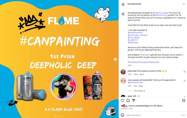#CanPainting contest winner post for Flame Paint India