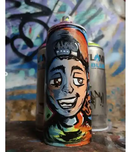 Painted Flame spray can by graffiti artist Deepholic